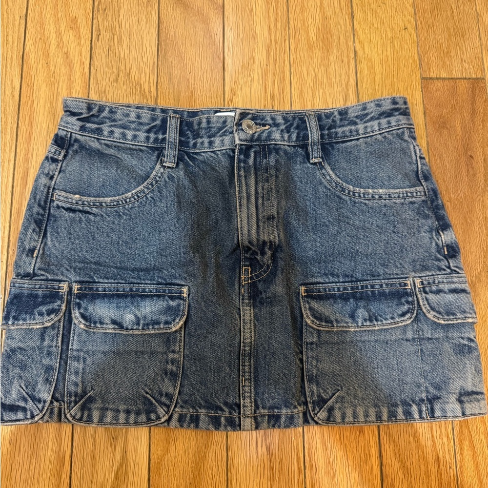 Zara Blue Denim Mini Cargo Skirt